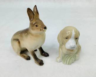 Charming "Porceval" Porcelain Spaniel Dog and "Lomonosov" Porcelain Hare