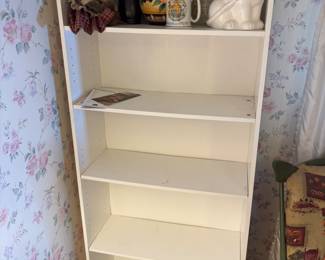 White Bookshelf 5 shelves 3 adjustable 
$30.00.     30”w 12”d 71”t