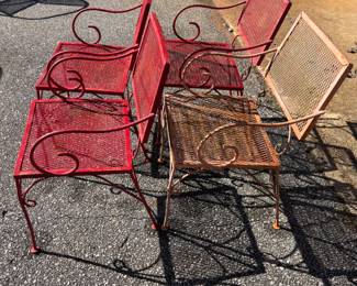 (4) Red Metal chairs  $100.00 set of 4
20.5”w 17”d 32”t