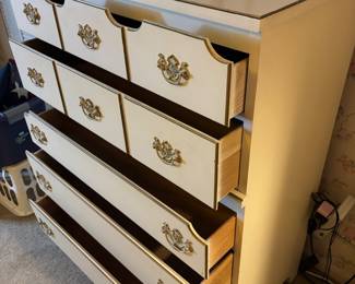 White w Gold trim MCM chest of drawers 5 drawers wood $ 185.00
34”w 18”d 45” t