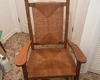 Wood Rocker w Woven Rush seat $150
27”w 34”d 46.5”t