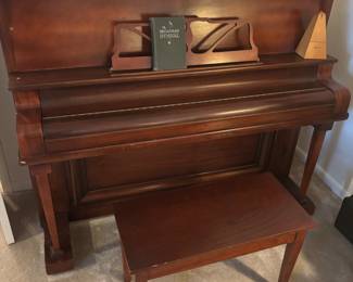 Shearer Upright Piano w bench.      $400.00.    Piano:60”L 27”d 49”t 
bench: 30”L 14”d 19”t
