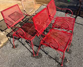 (4) Red Metal chairs  $100.00 set of 4
20.5”w 17”d 32”t