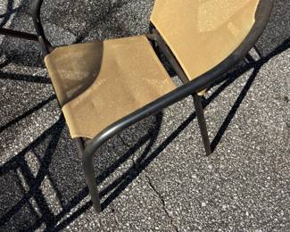 Patio Table & 4 chairs. $ 150.00 set
Tbl: 39”w 39”d 28”t Chr: 21”x 16” x 29”t