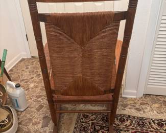 Wood Rocker w Woven Rush seat $150
27”w 34”d 46.5”t
