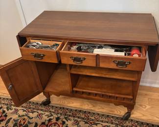 Tell City, IN Hard Rock Maple Drop Leaf Server on wheels $ 250.00
36”-53”w 18”d 31”t