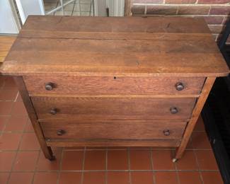 Primitive Oak Chest on Castors $185.00
38” w 18.5”d 33”t