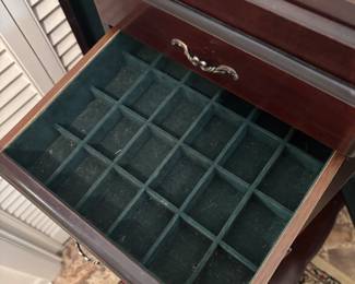 Jewelry Chest 8 drawers 2 doors and mirror $ 225.00. 18”w 15”d 41”t