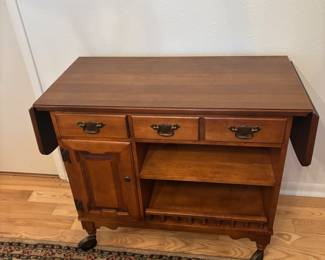 Tell City, IN Hard Rock Maple Drop Leaf Server on wheels $ 250.00
36”-53”w 18”d 31”t