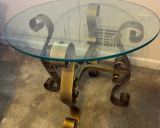 Glass Top end table $60.00
24”diameter 18”t heavy