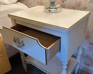 White w Gold trim MCM night stand wood  $80.00     
20”w 14”d 25.5”t