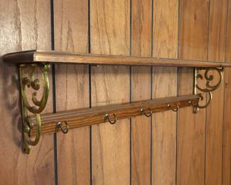 Wall shelf  w hooks $24.00. 
30”w 5.5”d 8”t
