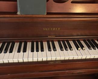 Shearer Upright Piano w bench.      $400.00.    Piano:60”L 27”d 49”t 
bench: 30”L 14”d 19”t
