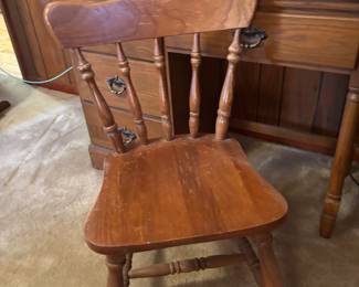 Wood desk and chair 4 drawers 
Desk: 40”w 17.5”d 31”t chair: 16x16x 31”