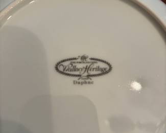 Wallace Heritage”Daphne” pattern 52 pcs Service for 8 $350.00
Dinner, salad, bowl, fruit, cup & saucer, cream & sugar, 2 serving