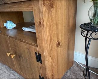 Farmhouse Style Pine Media Console Cabinet fourth image