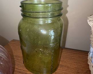 Pink Pressed Glass Jar with silver top second image