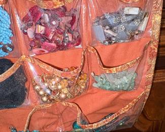 Vintage Beaded Jewelry Collection in Hanging Organizer fifth image