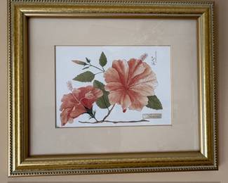 Watercolor Painting of Hibiscus Flowers by Ed. Bahamas