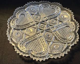 Antique Imperial Nucut Glass Heart Pattern Plate