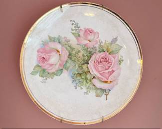 Antique HandPainted Porcelain Plate with Pink Roses by C.T. Altwasser