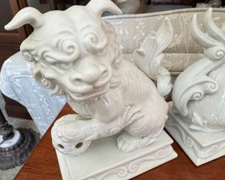 Pair of Blanc De Chine Ceramic Foo Dogs second image