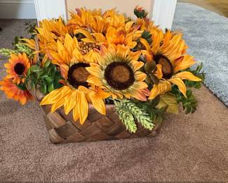 Artificial Sunflower Arrangement in Woven Basket