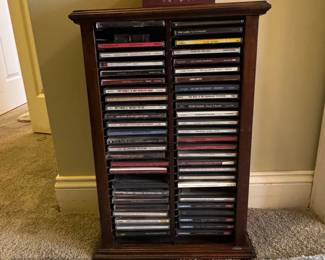 Wooden CD Storage Cabinet with Assorted CDs