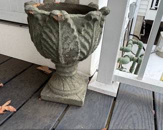 Vintage Acanthus Leaf Concrete Urn Planter
