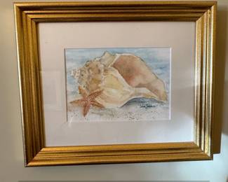 Watercolor Painting of Seashell and Starfish by Chris Jordan