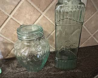 Vintage Embossed Glass Jars Fruit and Fluted Designs