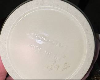 MidCentury Enamelcraft Ceramic Trinket Box with Beaded Floral Lid second image