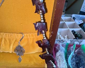 Vintage Jewelry Collection in Wooden HumidorStyle Box second image