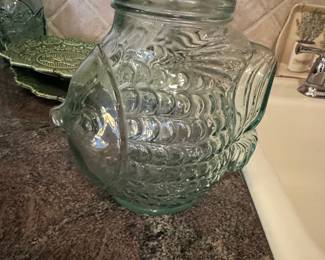 Vintage SVE Glass Fish Jar or Canister