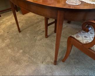Set of Three Traditional Mahogany Dining Chairs with Geometric Upholstered Seats second image