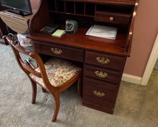 Vintage Roll Top Desk with Matching Chair 