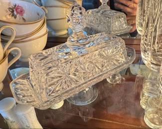 Eleanor Pattern Crystal Butter Dish with Lid