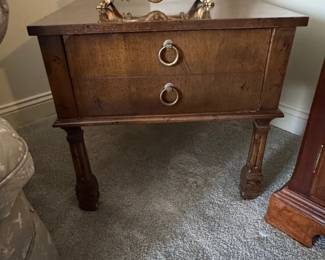 Antique Walnut TwoDrawer Side Table