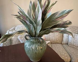 Artificial Cordyline Plant in Glazed Ceramic Vase
