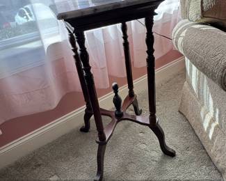 Victorian Style Plant Stand with Marble Top 