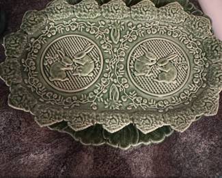 Bordallo Pinheiro Green Rabbit Sandwich Tray