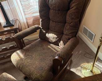 Paisley Upholstered Glider Rocker with Ottoman second image