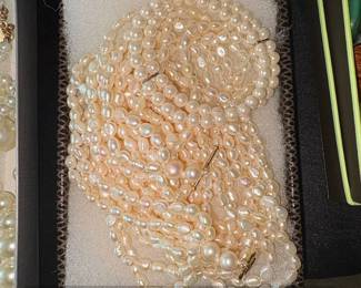 MultiStrand Faux Pearl Necklace and Baroque Freshwater Pearl Necklace third image