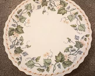 Andrea by Sadek Porcelain Charger Plate with Green Leaf and Blossom Motif