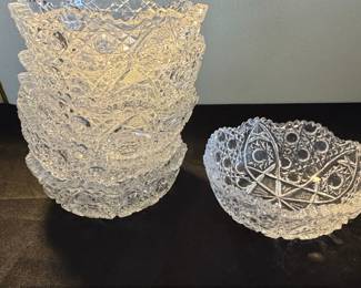 American Brilliant Cut Glass Bowl and Stacking Bowls