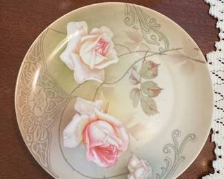 Hand Painted Rose Plate, P.S. AG Bavaria