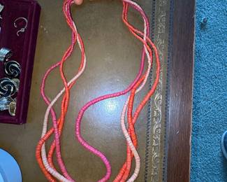 MultiStrand Heishi Coral Necklace