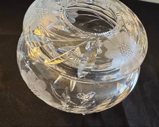 Antique American Brilliant Cut Glass Footed Candy Dish with Lid second image