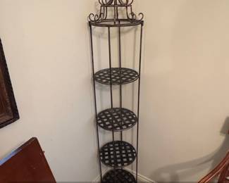 Ornate Wrought Iron Tier Corner Shelf Unit