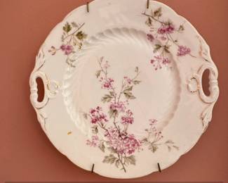 Vintage C.T. Altwasser Germany Porcelain Cake Plate with Pink Floral Decoration
